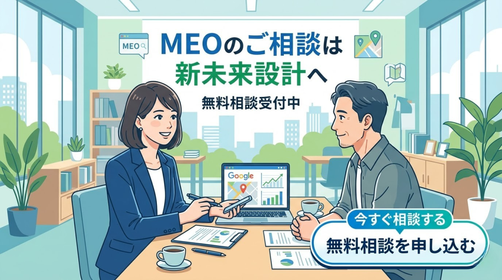 MEO対策の相談を促すイメージ
